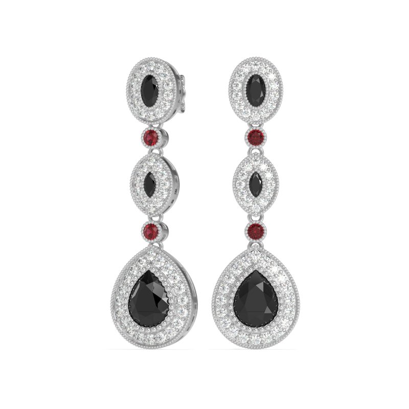 Dangling Halo Pear & Marquise Earrings