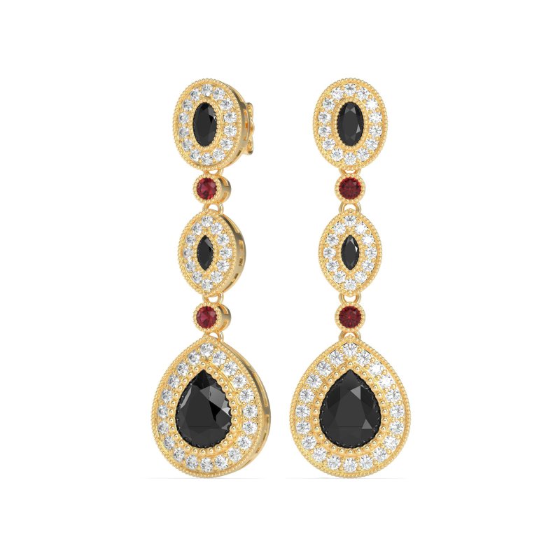 Dangling Halo Pear & Marquise Earrings