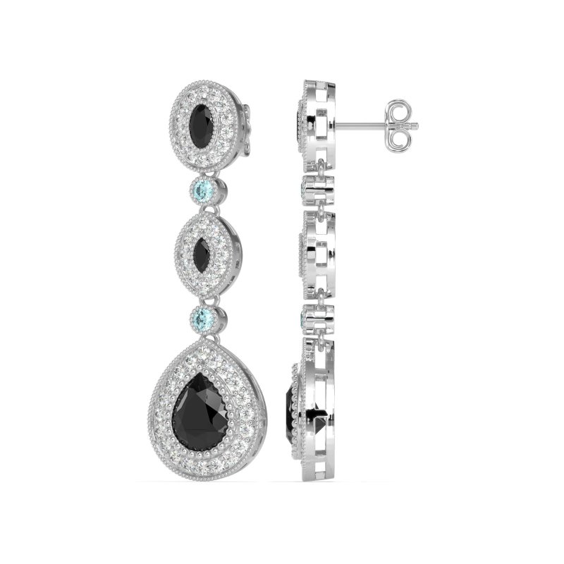 Dangling Halo Pear & Marquise Earrings
