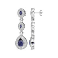 Dangling Halo Pear & Marquise Earrings