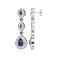 Dangling Halo Pear & Marquise Earrings