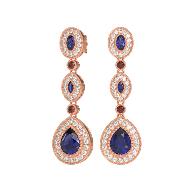 Dangling Halo Pear & Marquise Earrings