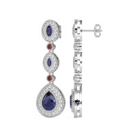 Dangling Halo Pear & Marquise Earrings