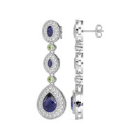 Dangling Halo Pear & Marquise Earrings