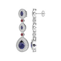 Dangling Halo Pear & Marquise Earrings