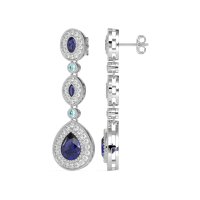 Dangling Halo Pear & Marquise Earrings