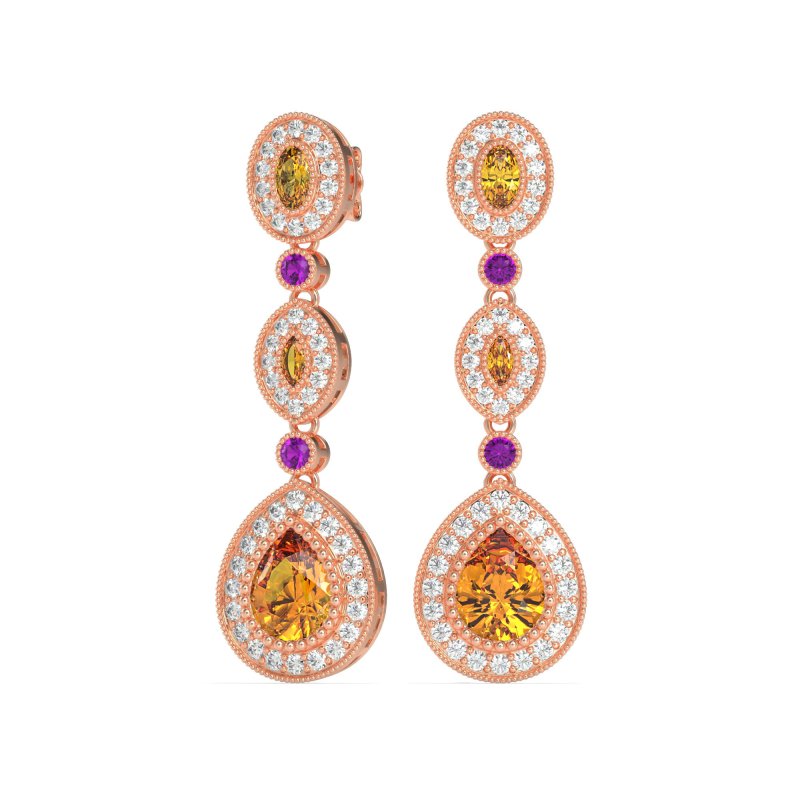 Dangling Halo Pear & Marquise Earrings