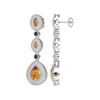 Dangling Halo Pear & Marquise Earrings