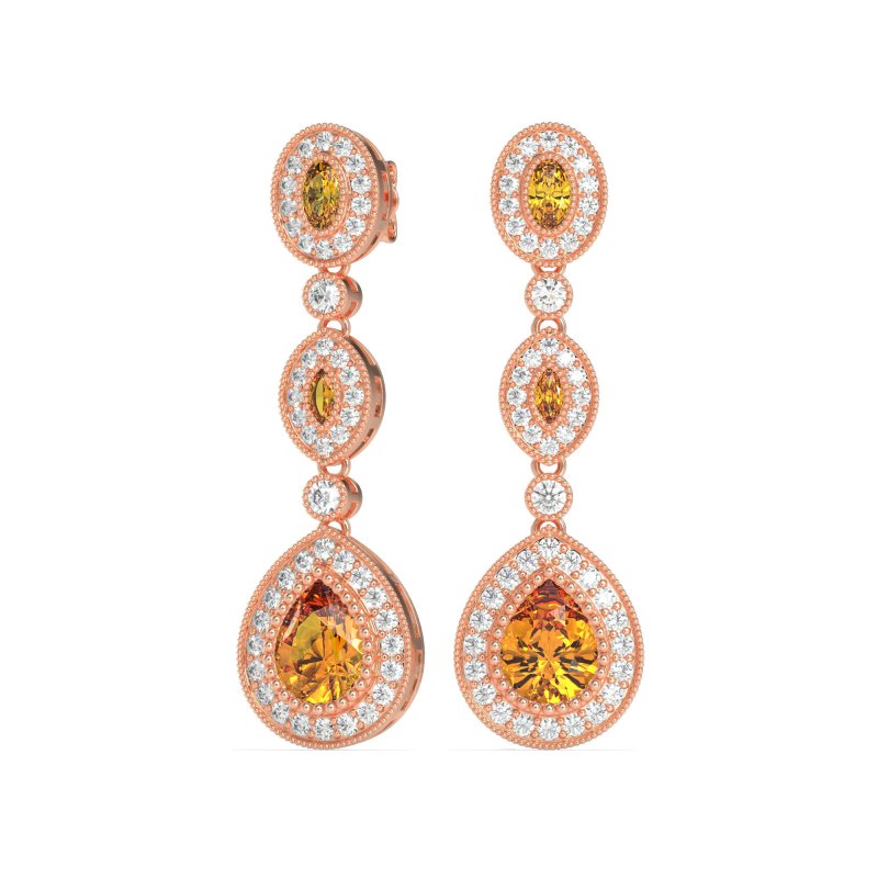 Dangling Halo Pear & Marquise Earrings