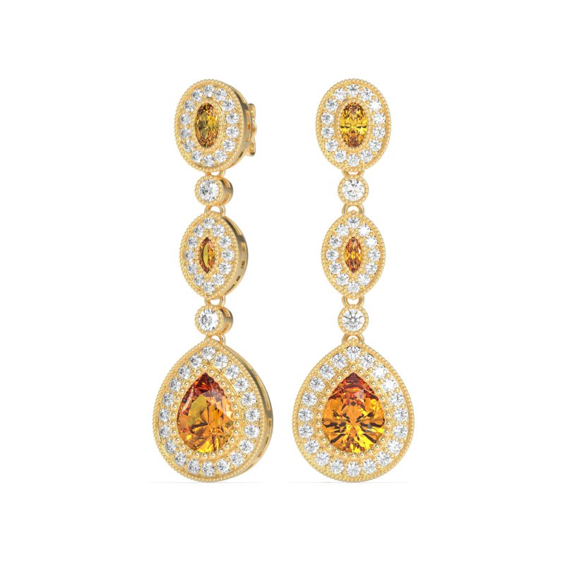 Dangling Halo Pear & Marquise Earrings