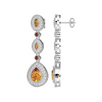 Dangling Halo Pear & Marquise Earrings