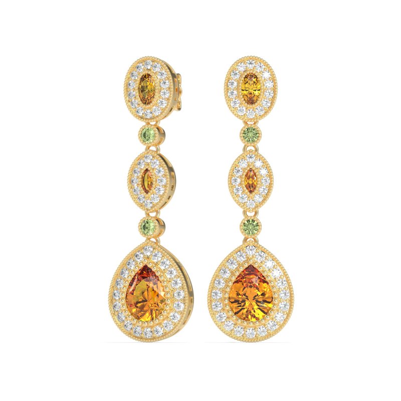 Dangling Halo Pear & Marquise Earrings
