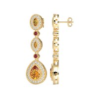 Dangling Halo Pear & Marquise Earrings