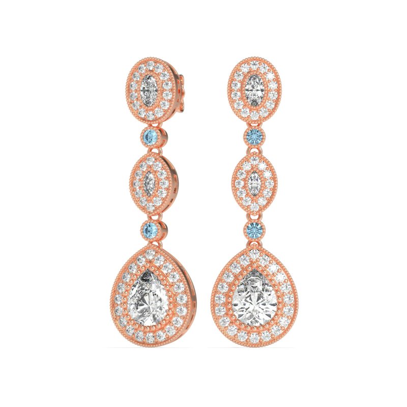 Dangling Halo Pear & Marquise Earrings