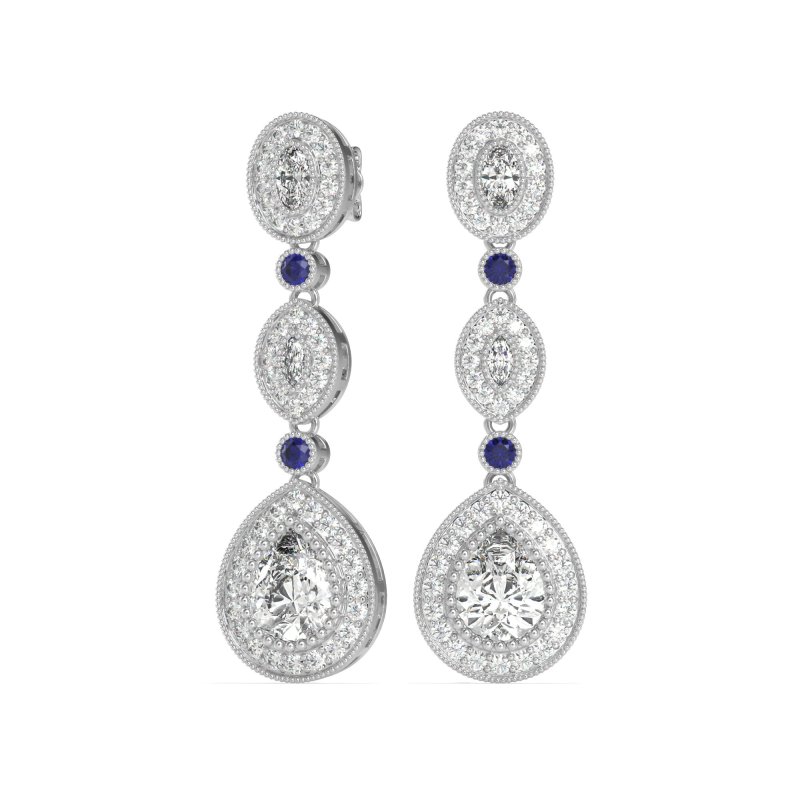 Dangling Halo Pear & Marquise Earrings