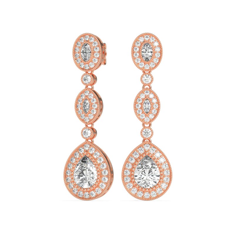 Dangling Halo Pear & Marquise Earrings