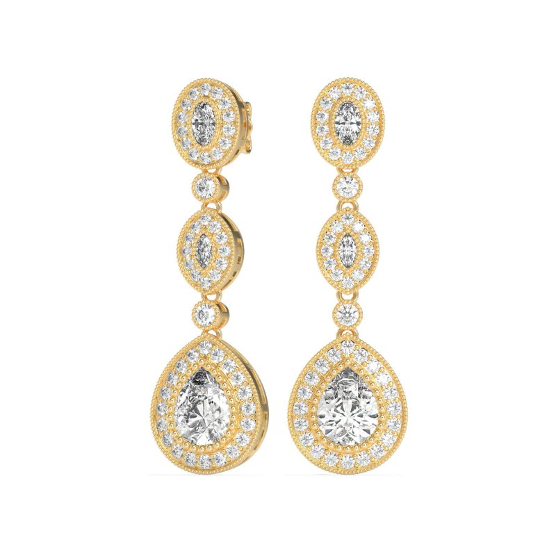 Dangling Halo Pear & Marquise Earrings