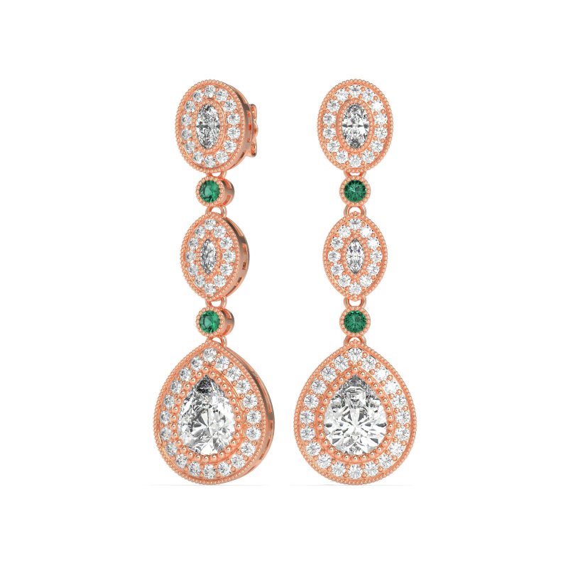 Dangling Halo Pear & Marquise Earrings