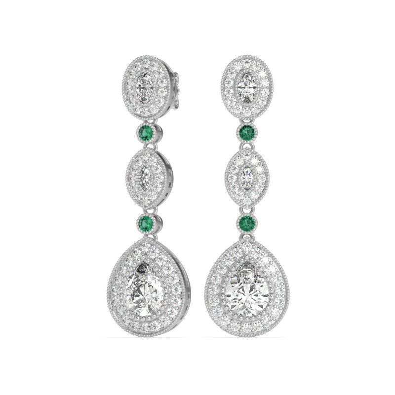 Dangling Halo Pear & Marquise Earrings
