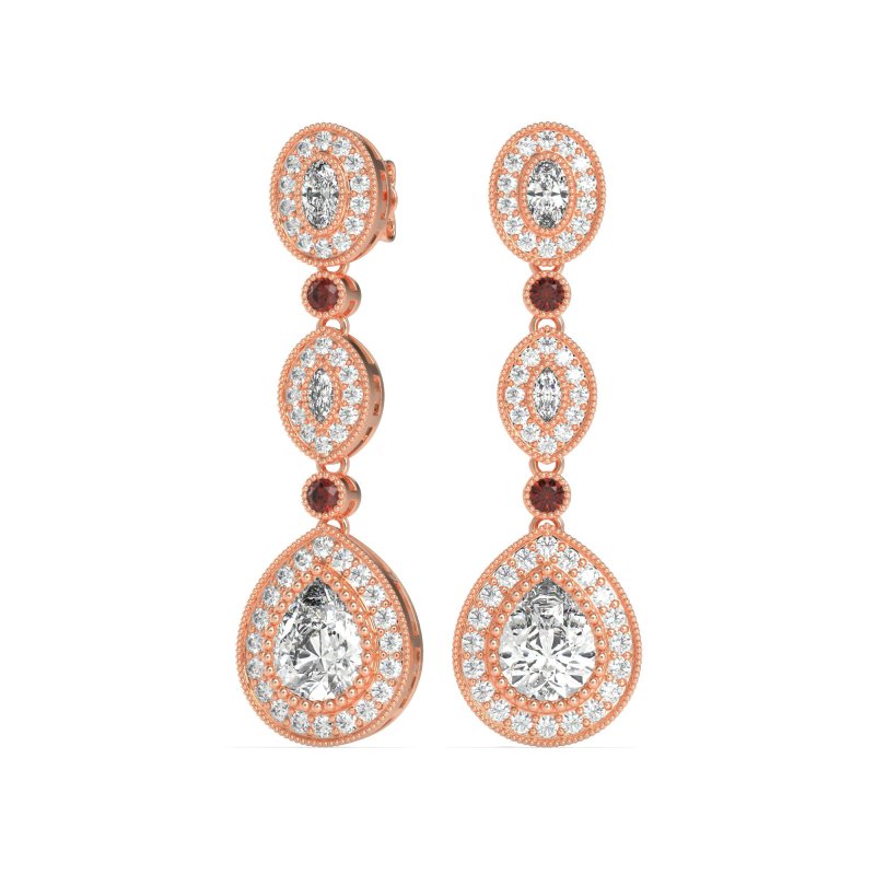 Dangling Halo Pear & Marquise Earrings
