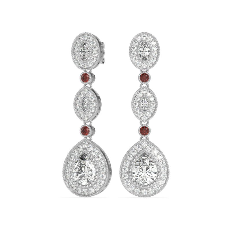 Dangling Halo Pear & Marquise Earrings