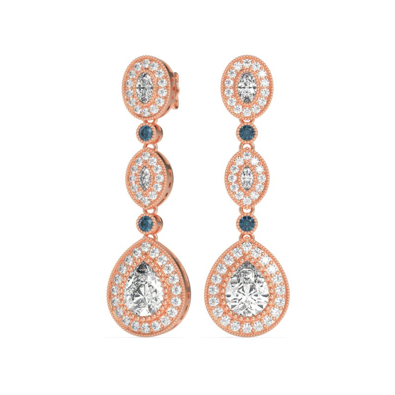 Dangling Halo Pear & Marquise Earrings