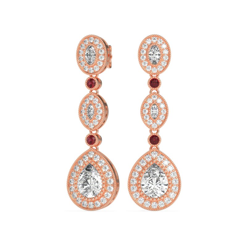 Dangling Halo Pear & Marquise Earrings