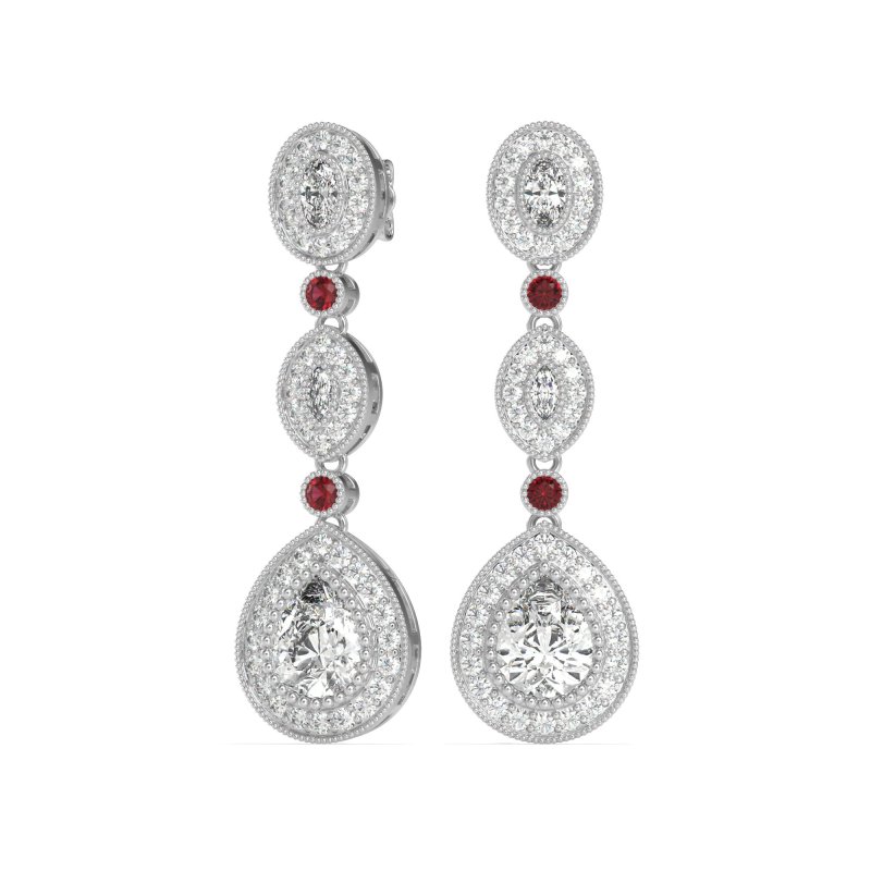 Dangling Halo Pear & Marquise Earrings