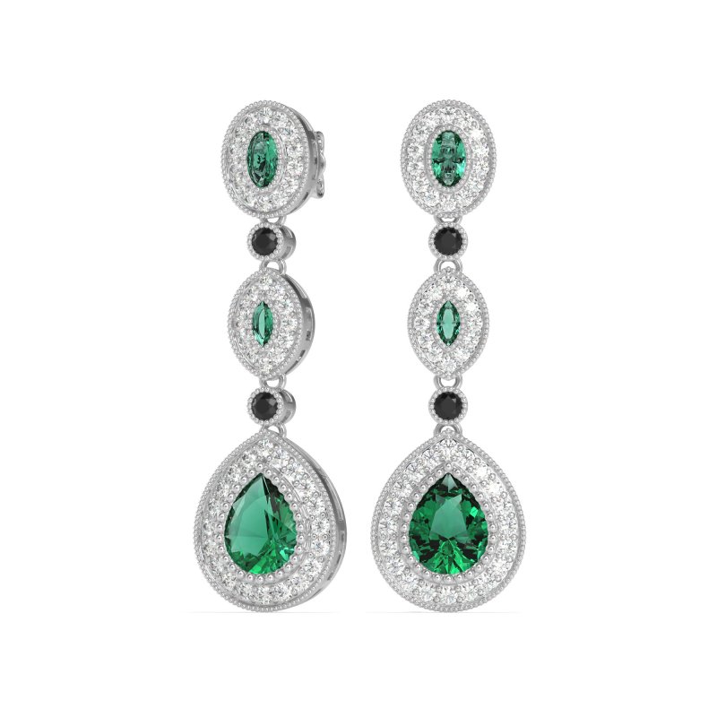 Dangling Halo Pear & Marquise Earrings