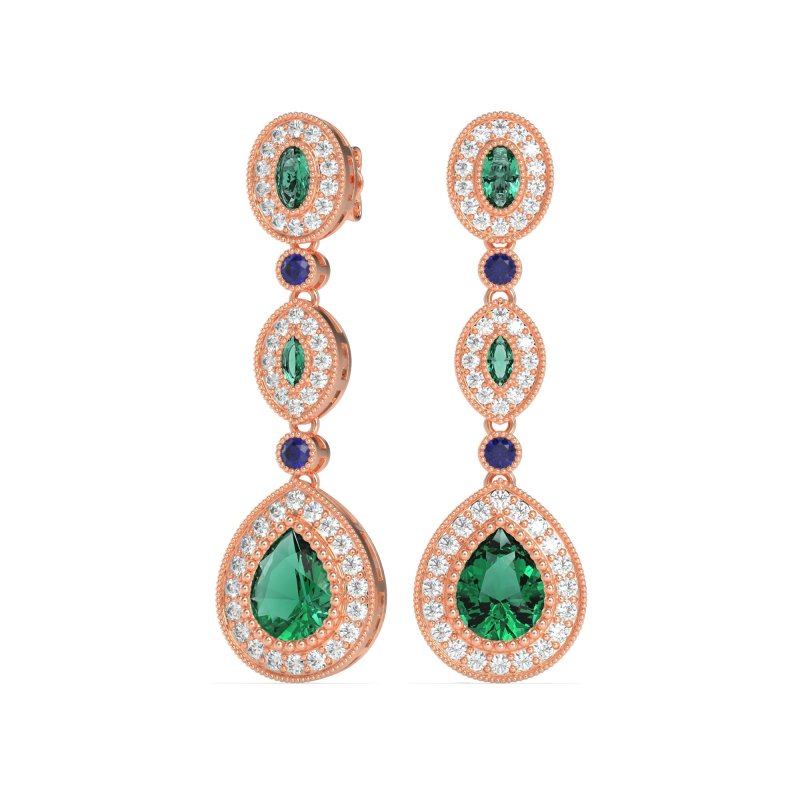 Dangling Halo Pear & Marquise Earrings
