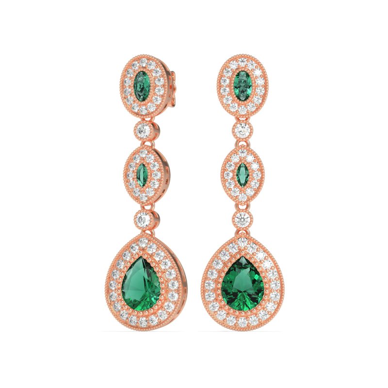 Dangling Halo Pear & Marquise Earrings