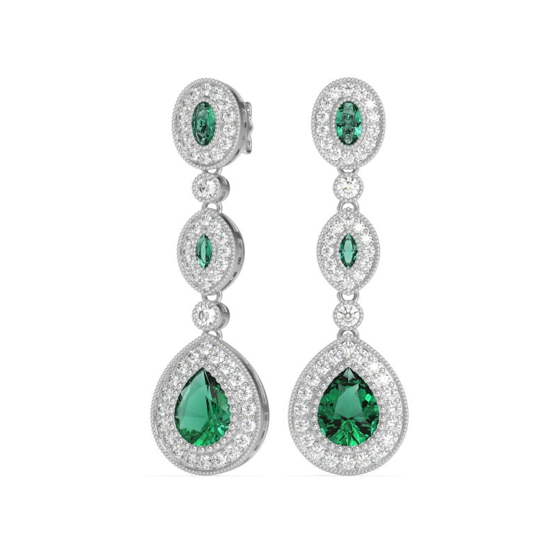 Dangling Halo Pear & Marquise Earrings