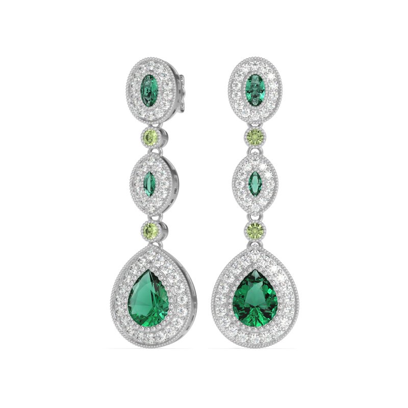 Dangling Halo Pear & Marquise Earrings