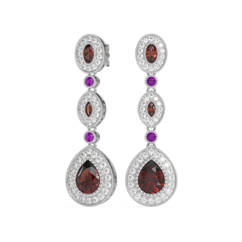 Dangling Halo Pear & Marquise Earrings
