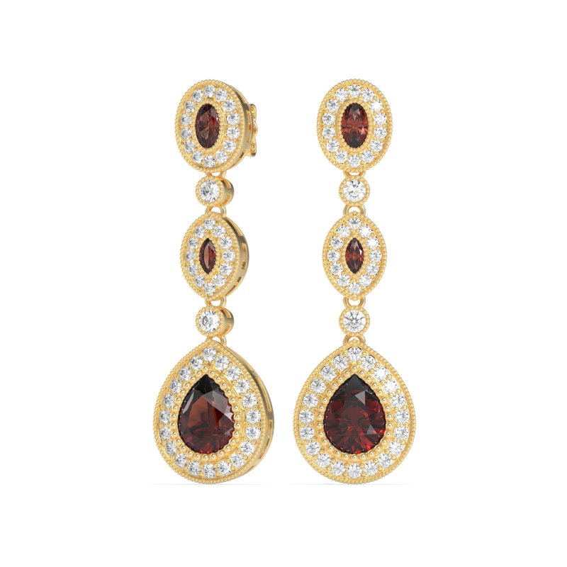 Dangling Halo Pear & Marquise Earrings