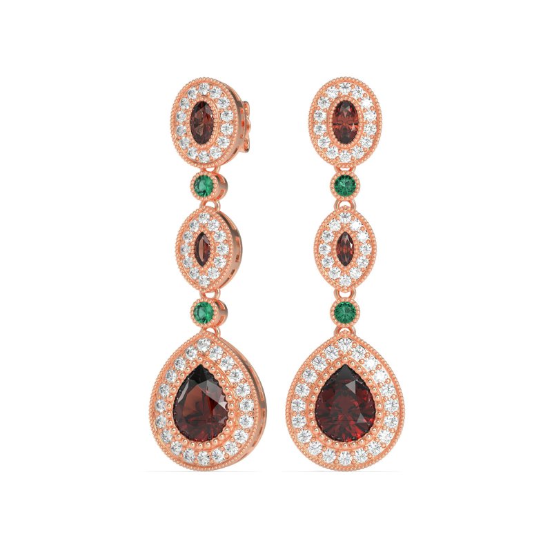 Dangling Halo Pear & Marquise Earrings