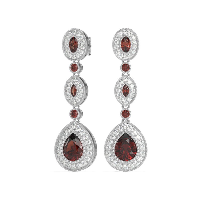 Dangling Halo Pear & Marquise Earrings