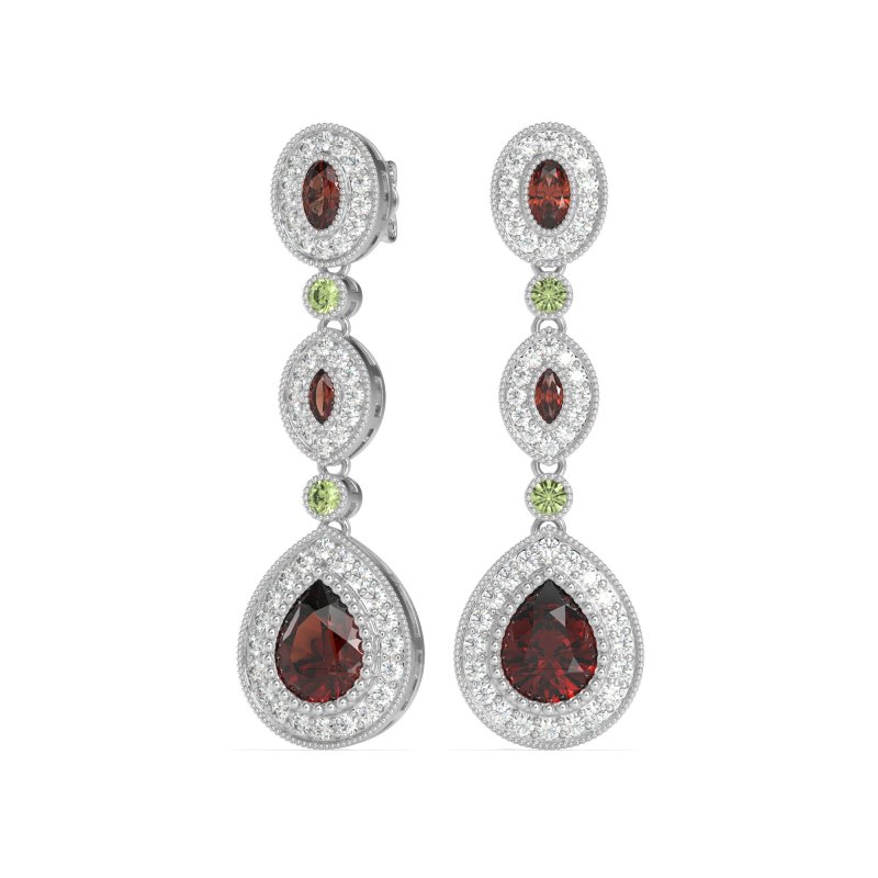 Dangling Halo Pear & Marquise Earrings