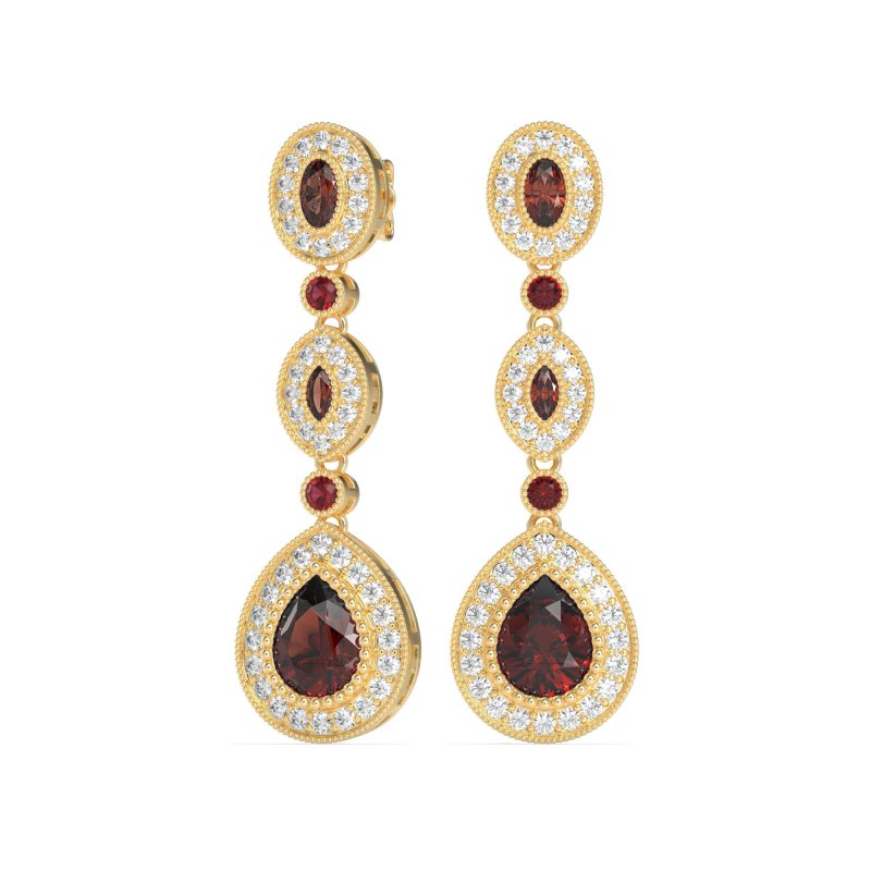 Dangling Halo Pear & Marquise Earrings