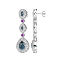 Dangling Halo Pear & Marquise Earrings