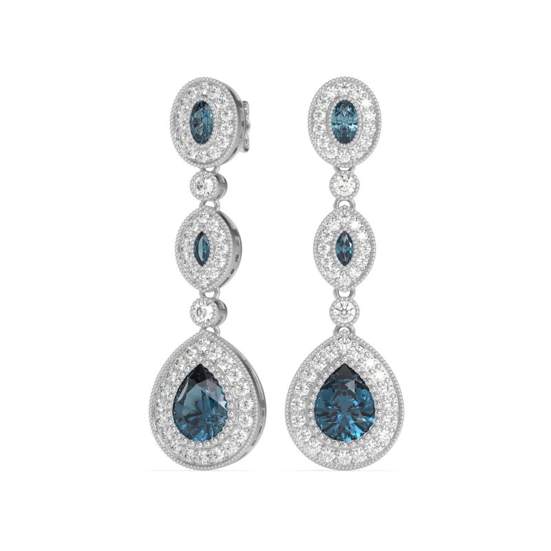 Dangling Halo Pear & Marquise Earrings