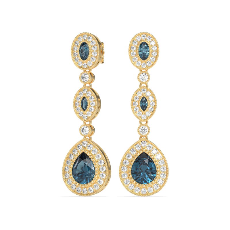 Dangling Halo Pear & Marquise Earrings