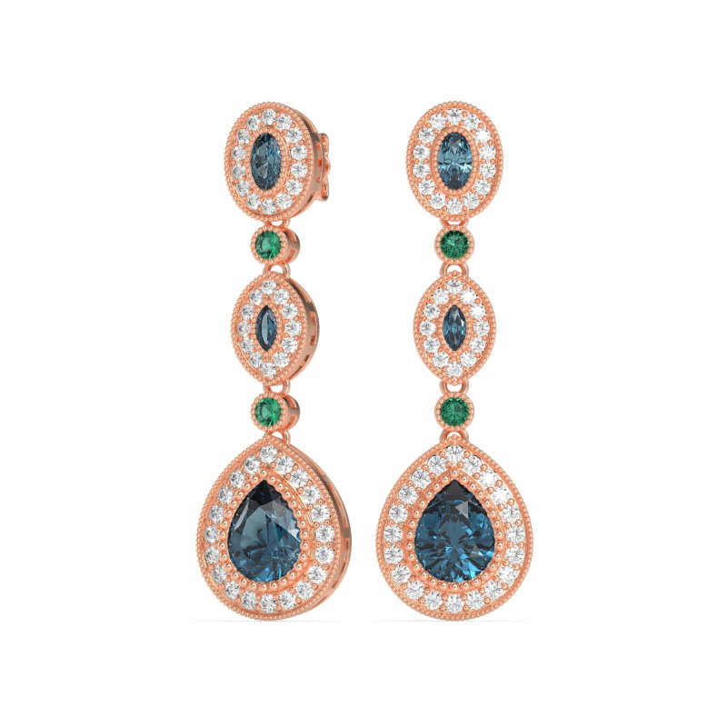 Dangling Halo Pear & Marquise Earrings