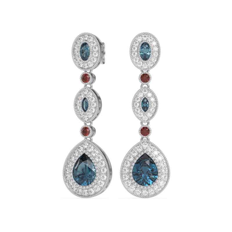 Dangling Halo Pear & Marquise Earrings