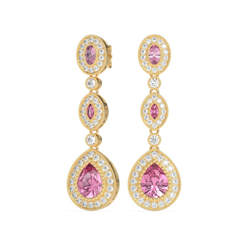 Dangling Halo Pear & Marquise Earrings