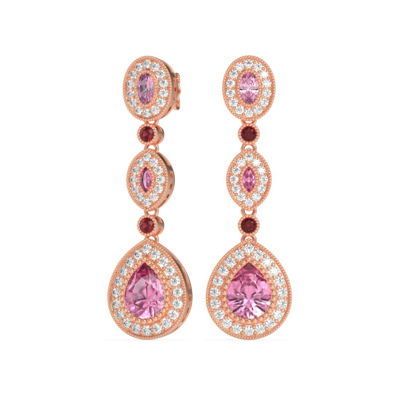 Dangling Halo Pear & Marquise Earrings