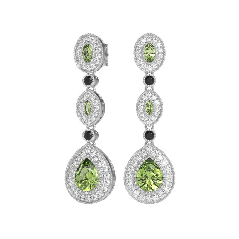 Dangling Halo Pear & Marquise Earrings