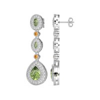 Dangling Halo Pear & Marquise Earrings