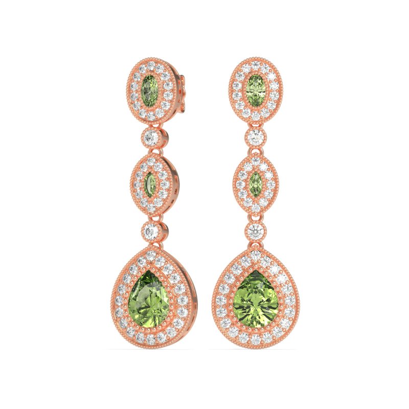 Dangling Halo Pear & Marquise Earrings