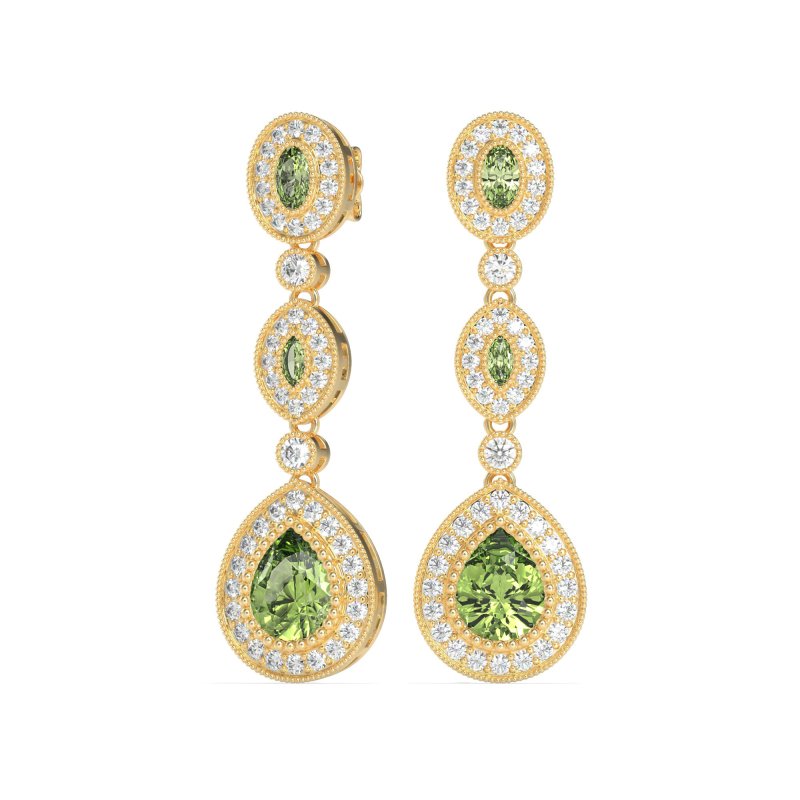 Dangling Halo Pear & Marquise Earrings
